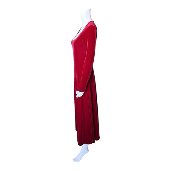 HAIRSTON ROBERSON Womens Petite Size P Red Vintage Velvet Long Sleeve Maxi Dress - Picture 2 of 6